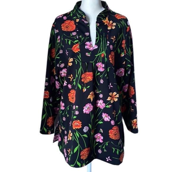 Vintage 80s Floral retro Flowy Babydoll Blouse - Picture 2 of 13